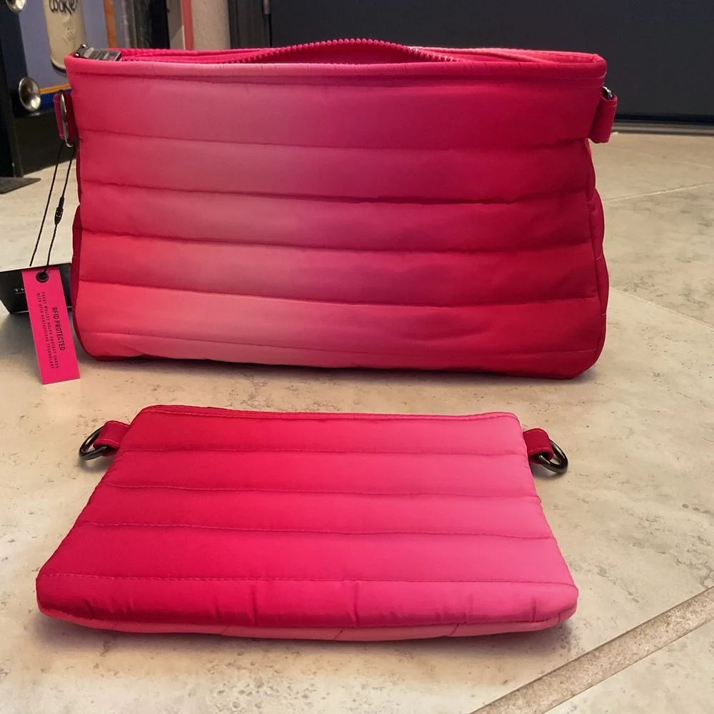 NWT THINK ROYLN Vibrant Pink Quilted Crossbody Purse with wallet. RFD protected.